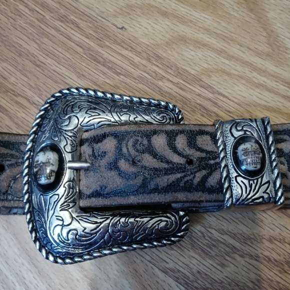 Skulls accent leather belt - Picture 1 of 7